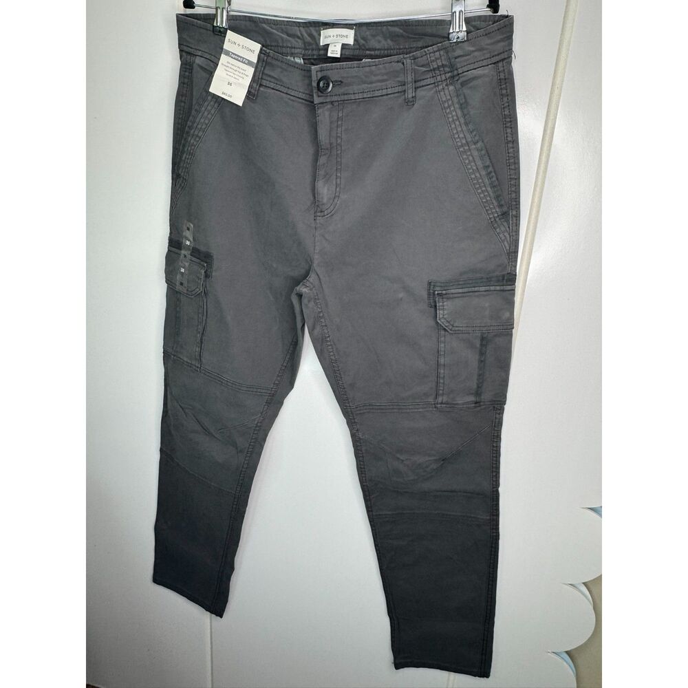 Sun + Stone Men's Garment-dyed Straight-Fit Morrison Tapered Cargo Pants, 36W